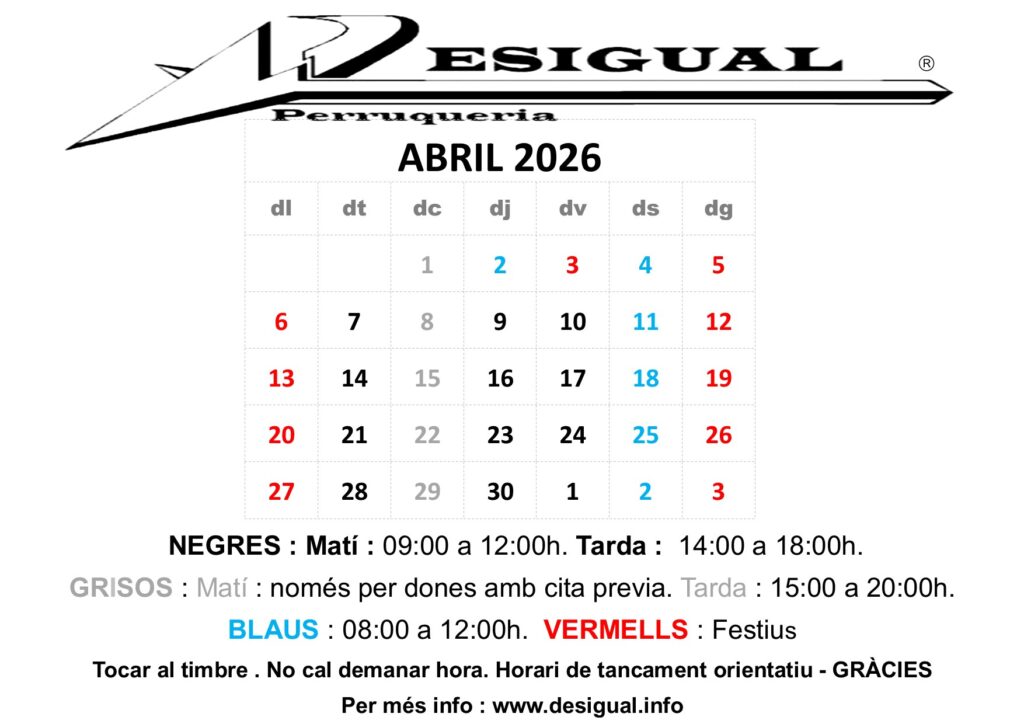 Calendari Laboral Abril 2026
